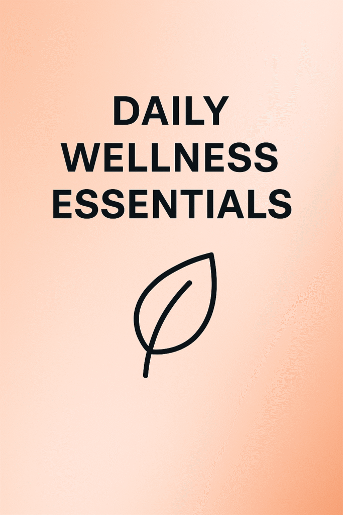 Daily Wellness Essentials category card with a lotus-style wellness icon on a soft gradient background.